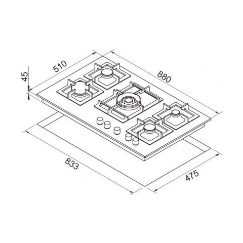 Piano cottura da incasso Plano 90 PGSP90140CS 88x51 cm 5 fuochi a gas Granitek Nero 40 - Foto 2