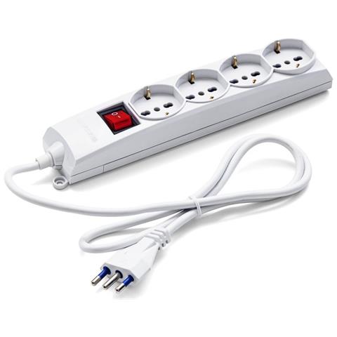 Multipresa bianca da 4 posti universali con interruttore - Foto 1