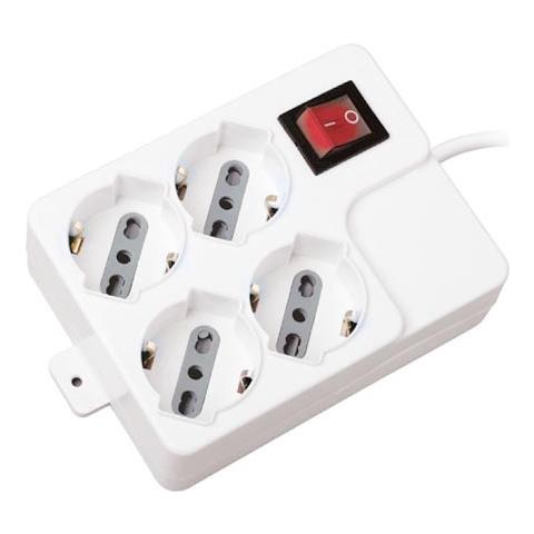 Multipresa Ciabatta 4 Posti Bipasso / schuko Cavo 1,5mt Interruttore On / off Protezione Termica Ripristinabile - Sku 8748 - Foto 1