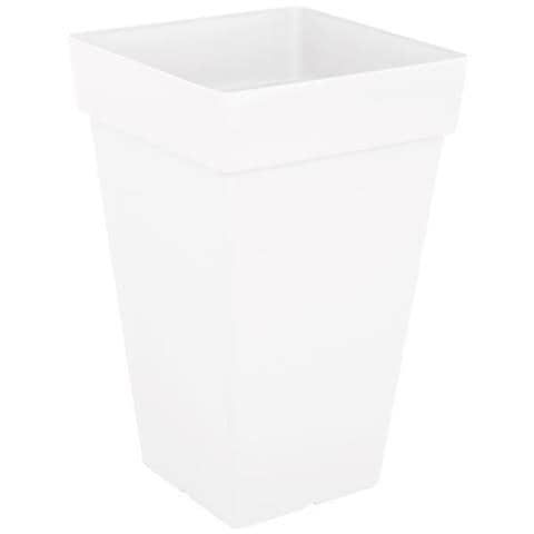 Vaso Da Fiori Quadrato Alto Capri - 30 X 30 X H 49,5 Cm - 30 L - Bianco - Foto 1