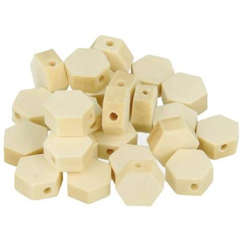 16 Perline Di Legno Esagonale 10 X 3 Mm - Foto 2
