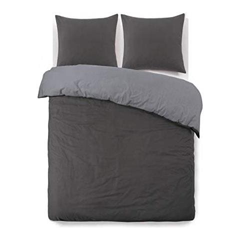 Copripiumino In Cotone : Grigio Antracite Cotone Antracite E Grigio 260 X 240 Cm - Foto 1