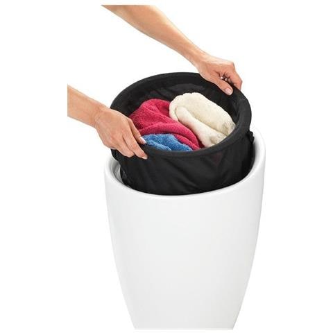 Cestino Portabiancheria Con Sedile Candy, Nero Opaco, 2in1, - Foto 4