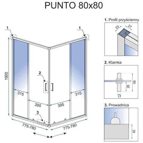 Cabina Doccia Punto Black 80x80 - Foto 3