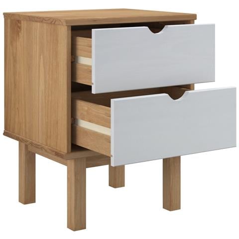 Comodino OTTA Marrone e Grigio 45x39x57 cm in Legno di Pino - Foto 6