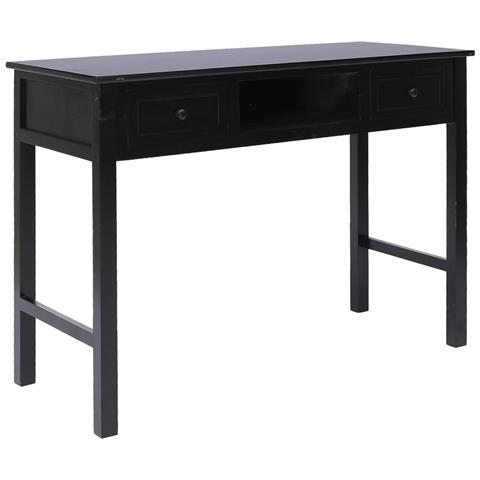 Scrivania Nera 108x45x76 Cm In Legno Massello Di Paulownia - Foto 2