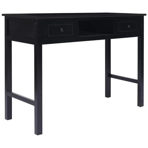 Scrivania Nera 108x45x76 Cm In Legno Massello Di Paulownia - Foto 1