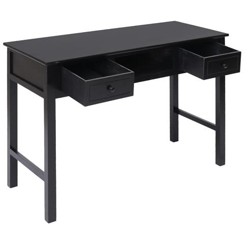 Scrivania Nera 108x45x76 Cm In Legno Massello Di Paulownia - Foto 9