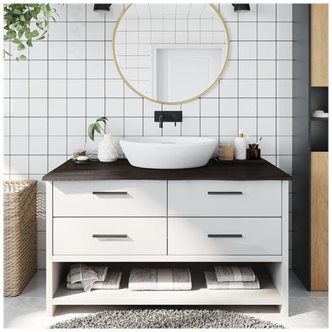 Piano Bagno Marrone Scuro 100x60x2 cm Legno Massello Trattato - Foto 2