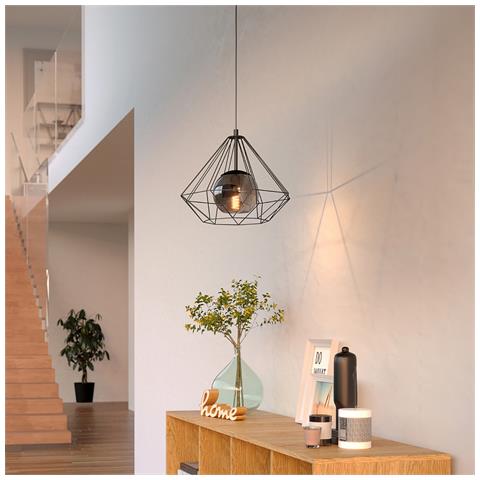 Lampadario Industrial Vernham 1 Luce Acciaio Nero - Foto 1