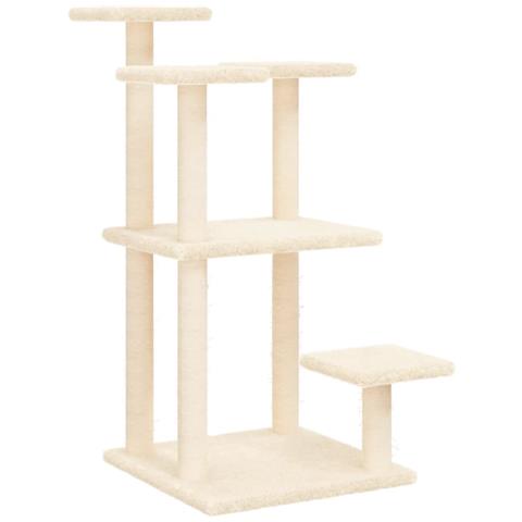 Pali Tiragraffi Per Gatti Con Piattaforme Crema 98,5 Cm - Foto 1