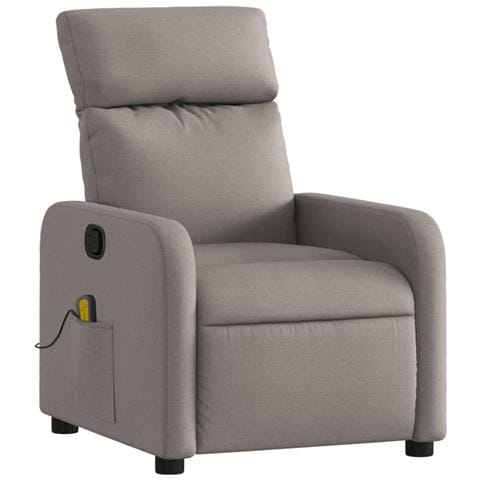 Poltrona Massaggiante Reclinabile Tortora In Tessuto - Foto 3