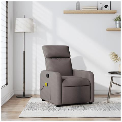 Poltrona Massaggiante Reclinabile Tortora In Tessuto - Foto 1