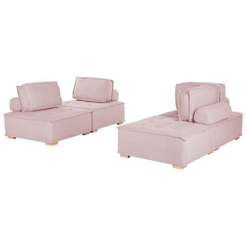 Set Da Salotto Modulare 4 Posti Tibro Tessuto Rosa - Foto 2
