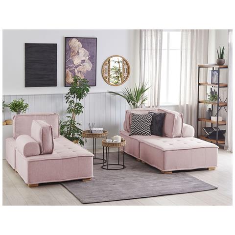 Set Da Salotto Modulare 4 Posti Tibro Tessuto Rosa - Foto 1