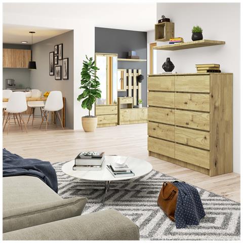 Cassettiera K120, 10 cassetti, 120x40x121 cm, Colore Quercia Artisan - Foto 4