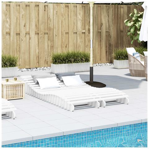 Lettini Prendisole 2pz Bianchi 205x60x31,5 Legno Massello Pino - Foto 3
