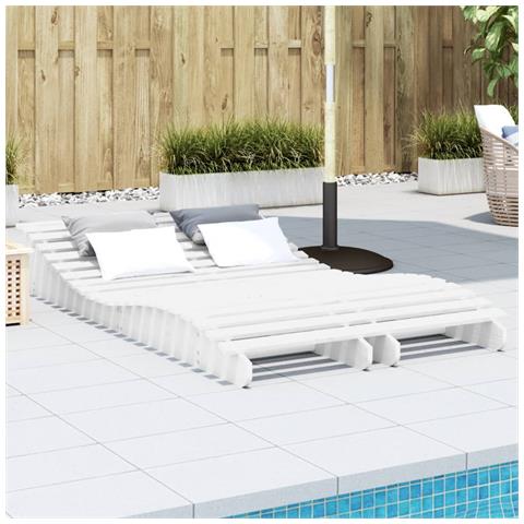 Lettini Prendisole 2pz Bianchi 205x60x31,5 Legno Massello Pino - Foto 1