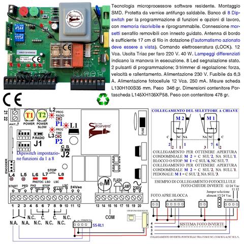 Centralina Di Comando Cancello Scorrevole 220 V 700 W Gestione Fine Corsa Luce Di Cortesia 180° Controllo Movimenti Co - Foto 4