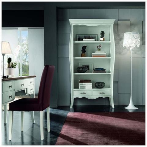 Libreria Classica In Legno 2 Cassetti Bianco 106x47x204 - Foto 1