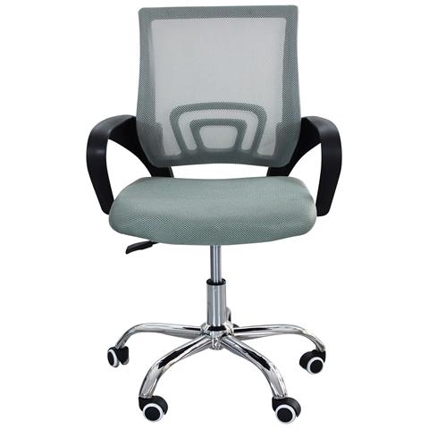 Poltrona Sedia Da Ufficio Grigia Con Altezza Regolabile E Base Cromata Zhulong - Foto 2