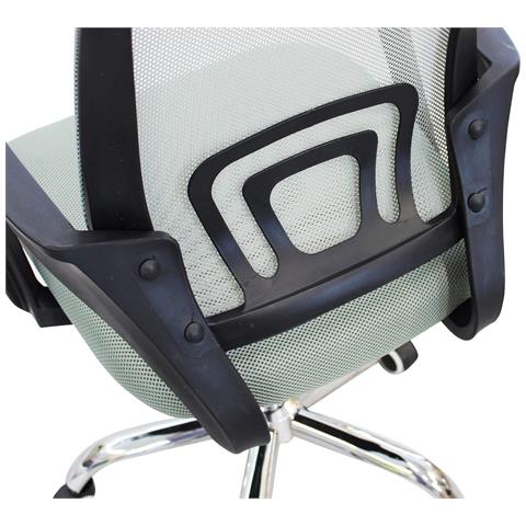 Poltrona Sedia Da Ufficio Grigia Con Altezza Regolabile E Base Cromata Zhulong - Foto 7