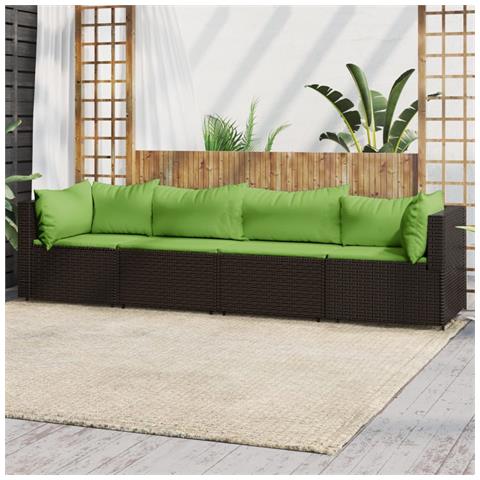 Set Mobili Da Giardino 4 Pz Con Cuscini In Polyrattan Marrone - Foto 8