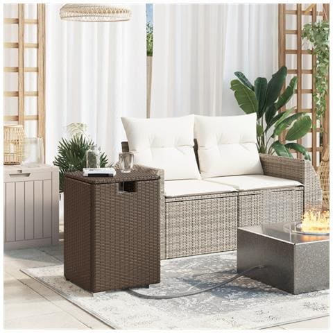 Tavolo Copri Serbatoio Propano Marrone 40x40x60cm In Polyrattan - Foto 2