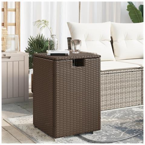 Tavolo Copri Serbatoio Propano Marrone 40x40x60cm In Polyrattan - Foto 8