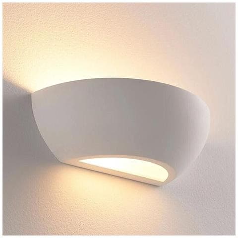 Applique Da Parete Coppa In Gesso Verniciabile Attacco R7s Luce Doppia Emissione - Foto 2
