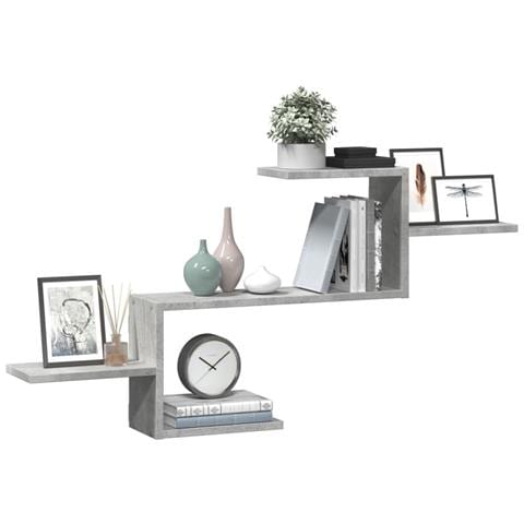 Scaffale A Muro Grigio Cemento 104x15x49 Cm In Truciolato - Foto 3