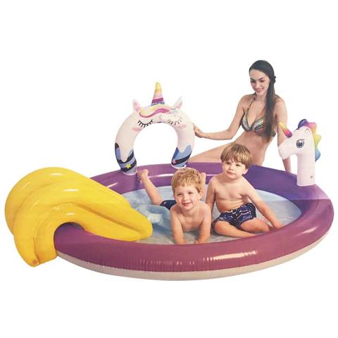 Piscina Parco Giochi Unicorno per Bambini Play Center con Scivolo e Spruzzo - Foto 1