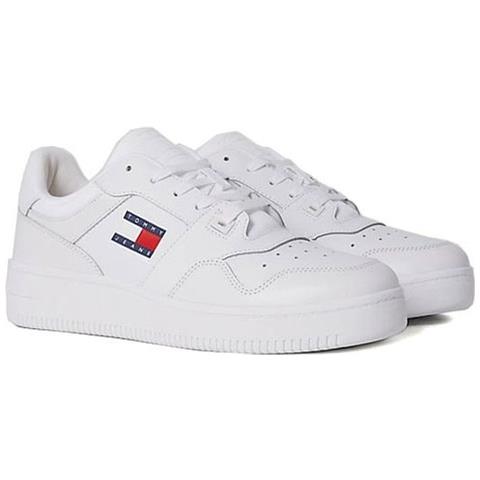 Retro Basket Sneakers Pelle Scarpe Uomo Bianco Eu 42, Em0em01395 Ybr - Foto 1