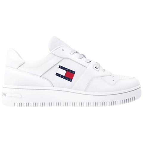 Retro Basket Sneakers Pelle Scarpe Uomo Bianco Eu 42, Em0em01395 Ybr - Foto 2
