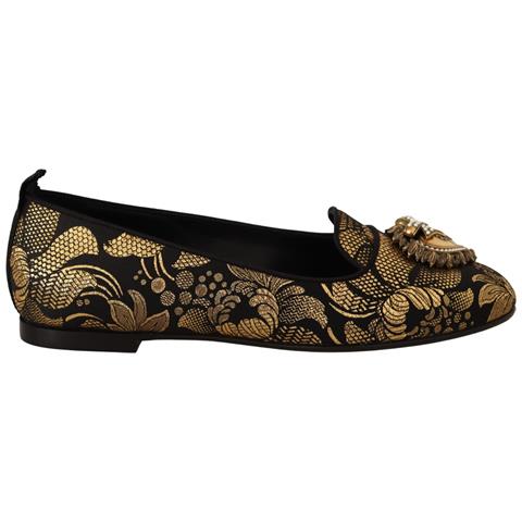 Mocassini Con Cuore Amore In Oro Nero - Eu35/us4.5 - Foto 1