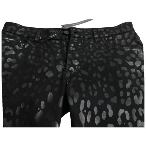 Jeans Slim In Cotone Con Motivo Argento Nero - It48 - M - Foto 4