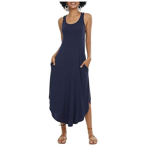 Abito In Raso Da Donna, Blu Navy, Taglia L - Foto 1