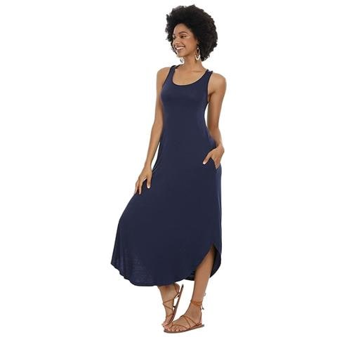 Abito In Raso Da Donna, Blu Navy, Taglia L - Foto 2