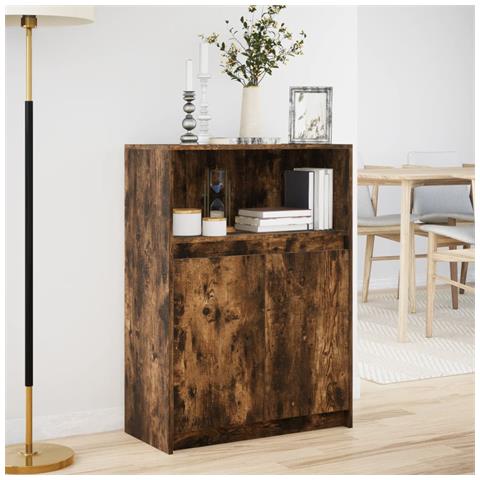 Credenza con LED Rovere Fumo 72x34x100 cm in Legno Multistrato - Foto 2