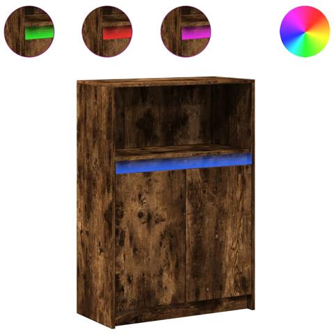 Credenza con LED Rovere Fumo 72x34x100 cm in Legno Multistrato - Foto 1