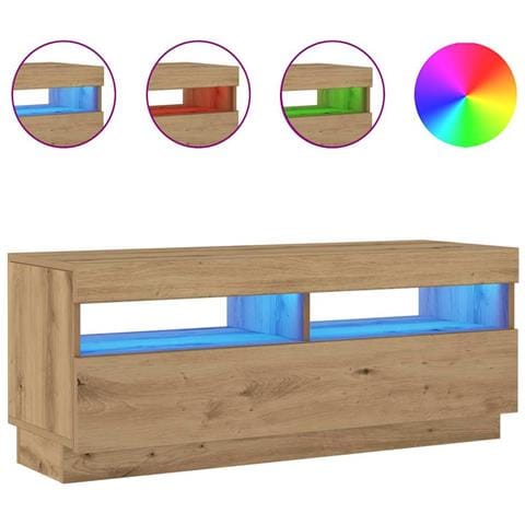 Mobile TV con Luci LED Artigianale 100x35x40 cm Truciolato - Foto 1