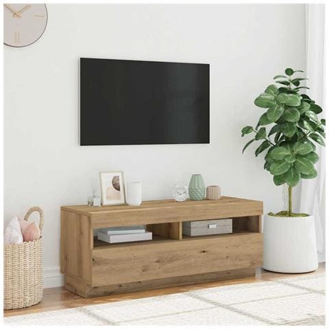 Mobile TV con Luci LED Artigianale 100x35x40 cm Truciolato - Foto 10