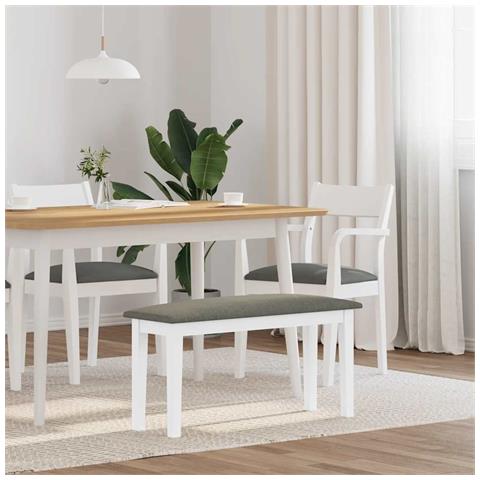 Panca 90 cm Bianco in Legno Massello di Hevea - Foto 10