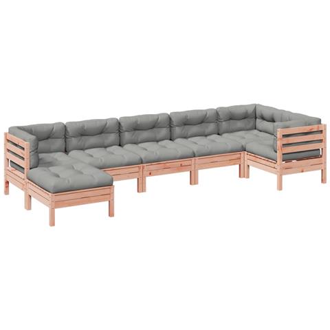Set Divani Giardino 7 Pz Cuscini Legno Massello Abete Douglas - Foto 2