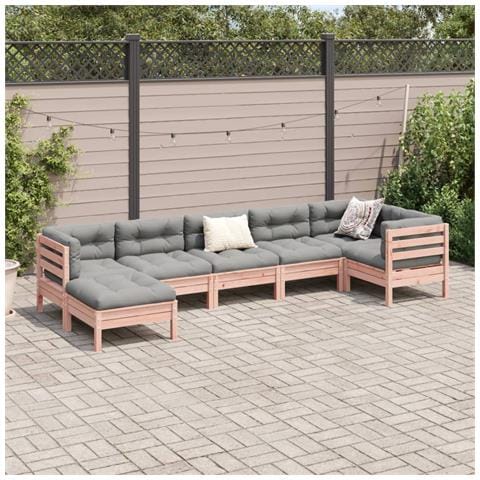 Set Divani Giardino 7 Pz Cuscini Legno Massello Abete Douglas - Foto 3