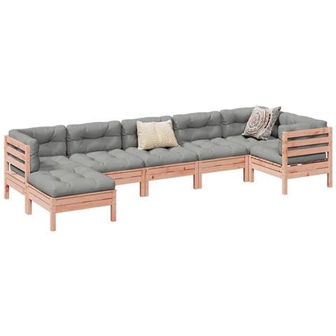 Set Divani Giardino 7 Pz Cuscini Legno Massello Abete Douglas - Foto 1