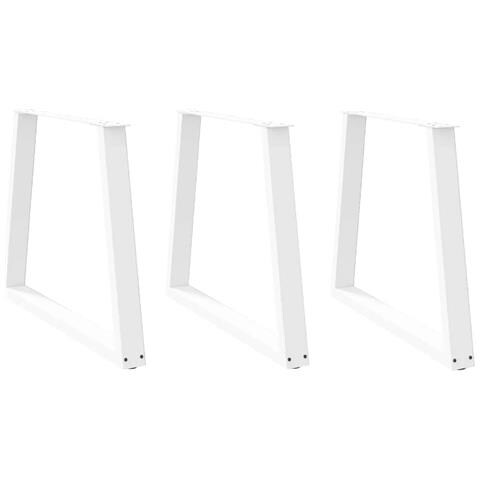 Gambe Per Tavolo Pranzo A V 3 Pz Bianco 70x(72-73,3)cm Acciaio - Foto 1