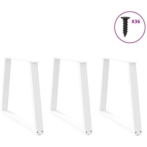 Gambe Per Tavolo Pranzo A V 3 Pz Bianco 70x(72-73,3)cm Acciaio - Foto 3