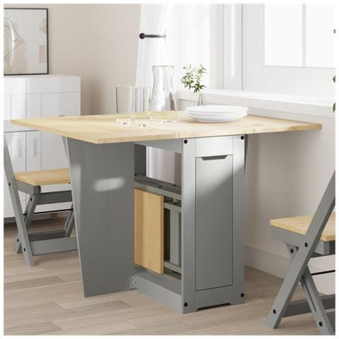 Tavolo Da Pranzo Corona Grigio In Legno Massello Di Pino - Foto 1