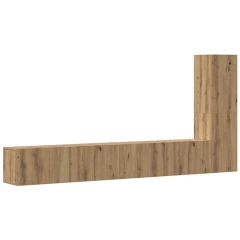 Set Mobile Tv 3 Pz Montato A Parete Rovere In Truciolato - Foto 2